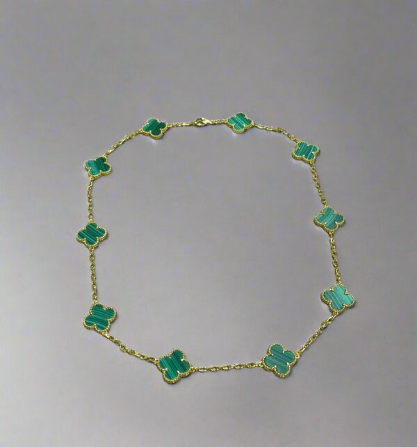Toxse Vintage Alhambra Malachite 10 Motifs Necklace - Image 4