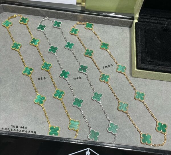 Toxse Vintage Alhambra Malachite 10 Motifs Necklace - Image 5