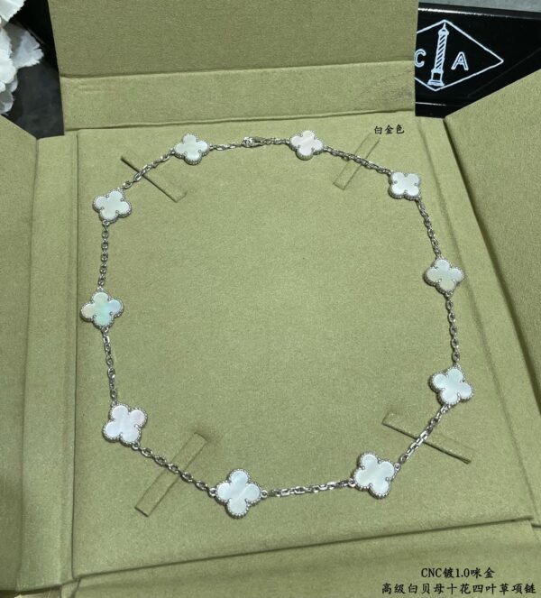 Toxse Vintage Alhambra Pearl 10 Motifs Necklace - Image 2