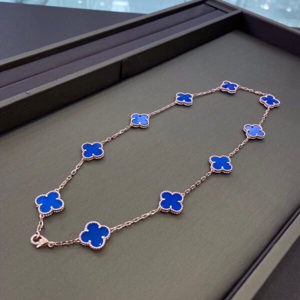 Toxse Vintage Alhambra Blue 10 Motifs Necklace - Image 3