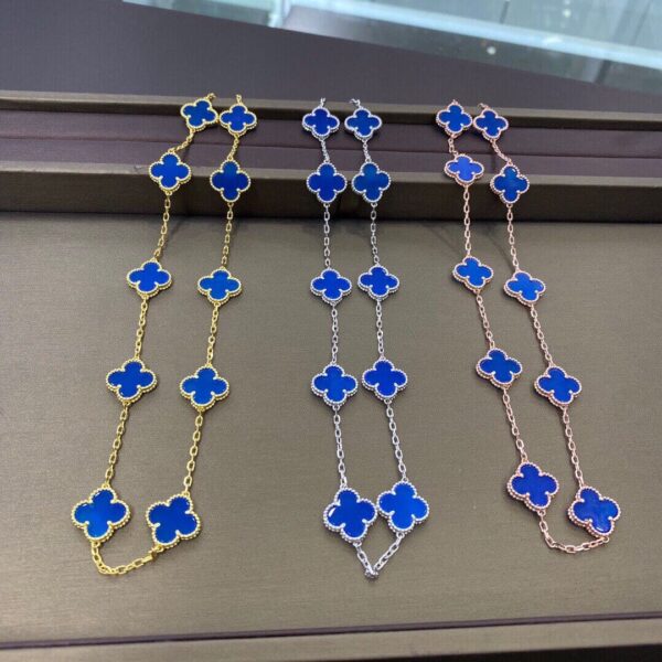 Toxse Vintage Alhambra Blue 10 Motifs Necklace - Image 5