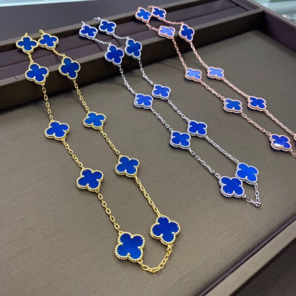 Toxse Vintage Alhambra Blue 10 Motifs Necklace - Image 6