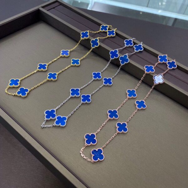 Toxse Vintage Alhambra Blue 10 Motifs Necklace - Image 7
