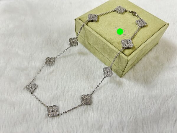 Toxse Vintage Alhambra White Gold Diamonds 10 Motifs Necklace - Image 2