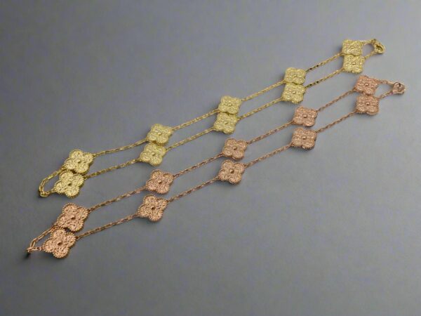 Toxse Vintage Alhambra Yellow Gold 10 Motifs Necklace - Image 3