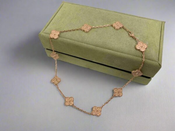 Toxse Vintage Alhambra Rose Gold 10 Motifs Necklace - Image 2