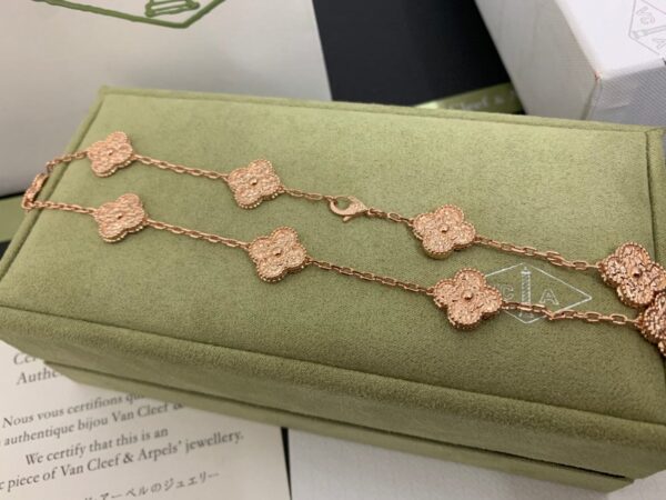 Toxse Vintage Alhambra Rose Gold 10 Motifs Necklace - Image 3