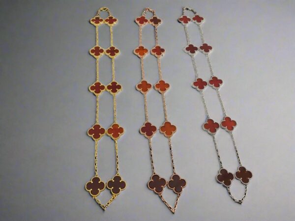 Toxse Vintage Alhambra Carnelian 10 Motifs Necklace - Image 4