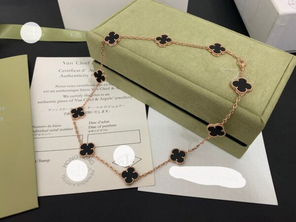 Toxse Vintage Alhambra Black 10 Motifs Clover Necklace - Image 3