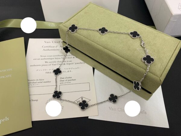 Toxse Vintage Alhambra Black 10 Motifs Clover Necklace - Image 4