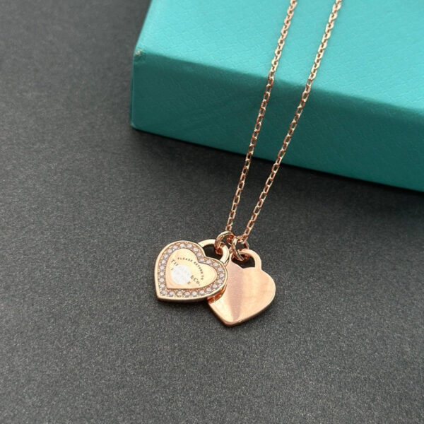 Toxse T Double Heart Tag Diamond Necklaces - Image 8