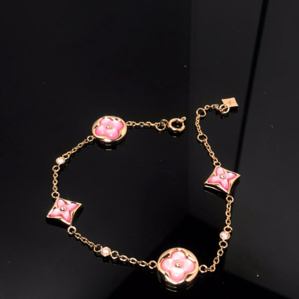 Toxse Star And Sun 4 Motif Pink Mop Pink Gold Bracelet - Image 3