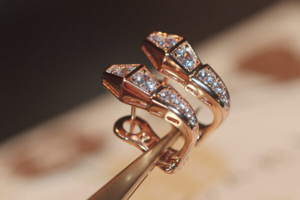 Toxse Serpent Pink Gold Diamond Earrings - Image 2