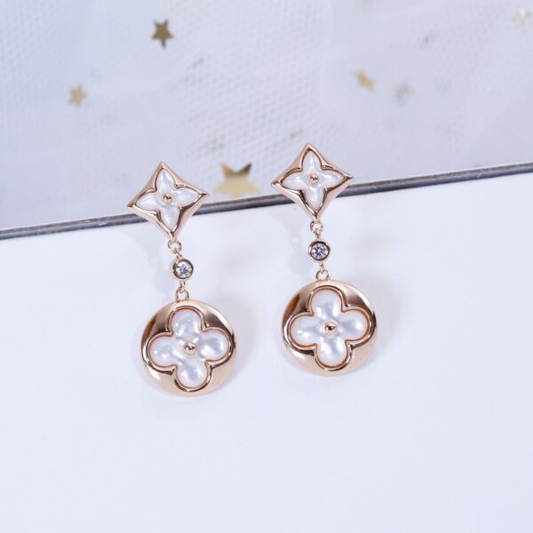 Toxse Star And Sun Pink Gold Mop Drop Earrings