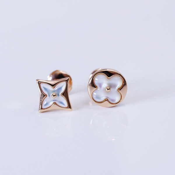 Toxse Star And Sun Pink Gold Mop Stud Earrings