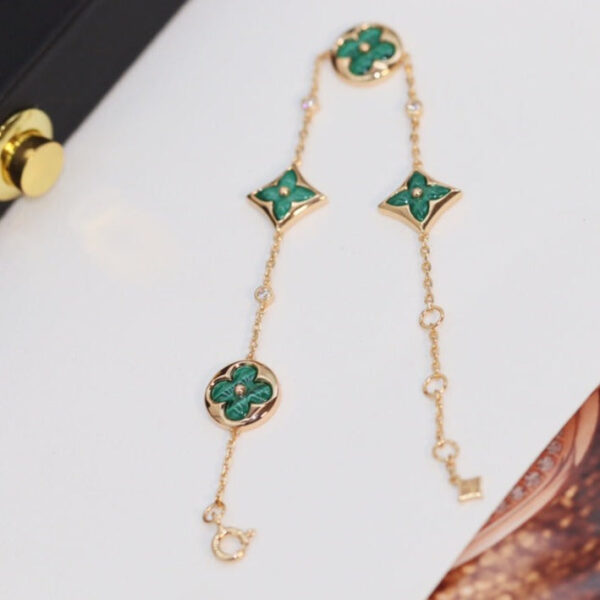 Toxse  Star And Sun 4 Motif Pink Gold Malachite Bracelet