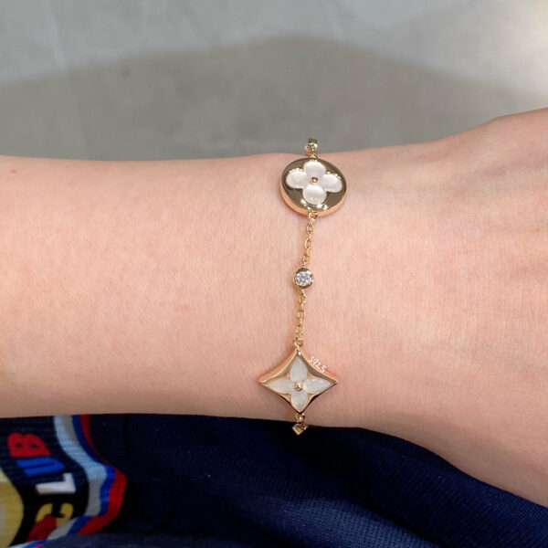 Toxse Star And Sun 4 Motif White Mop Pink Gold Bracelet - Image 2