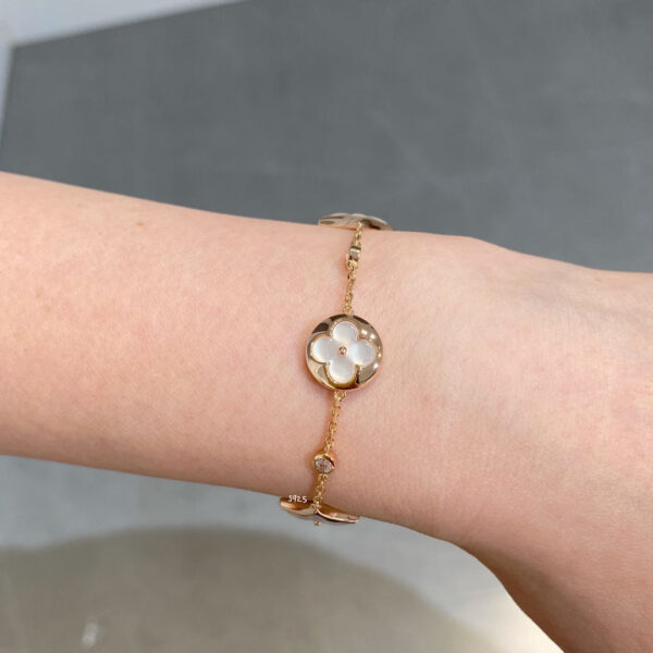 Toxse Star And Sun 4 Motif White Mop Pink Gold Bracelet - Image 5