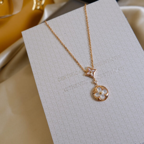 Toxse Star And Sun White Mop 2 Motif Pink Gold Necklace - Image 4
