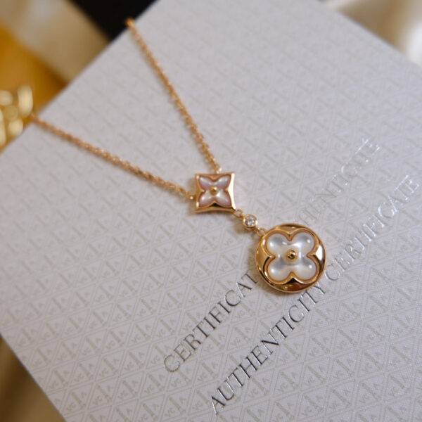 Toxse Star And Sun White Mop 2 Motif Pink Gold Necklace - Image 2