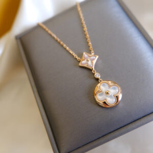 Toxse Star And Sun White Mop 2 Motif Pink Gold Necklace