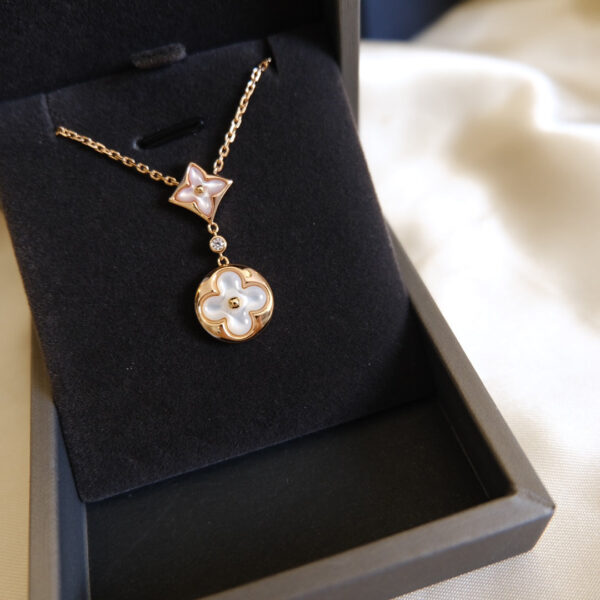 Toxse Star And Sun White Mop 2 Motif Pink Gold Necklace - Image 3