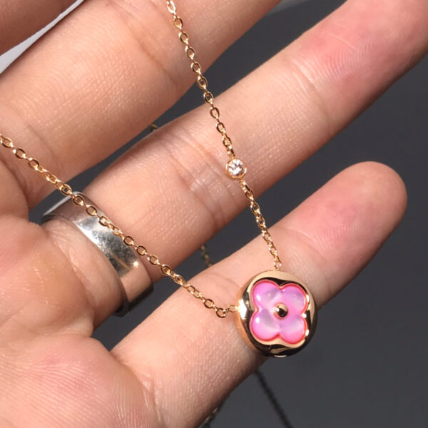 Toxse  Color Blossom Pink Mop Sun Gold Necklace - Image 2