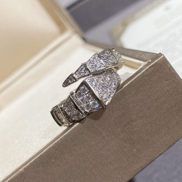 Toxse Serpenti Large Ring Silver Diamond Paved