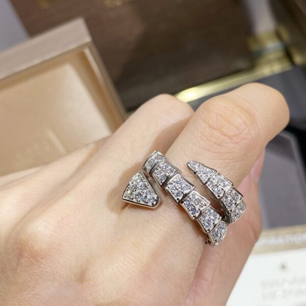 Toxse Serpenti Double Ring Silver Diamond Paved - Image 4