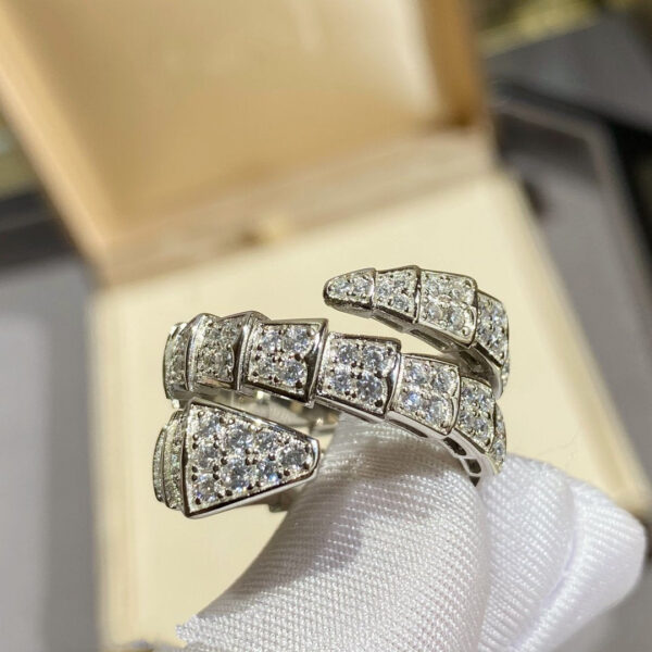 Toxse Serpenti Double Ring Silver Diamond Paved - Image 6