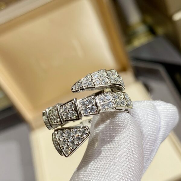 Toxse Serpenti Double Ring Silver Diamond Paved - Image 2