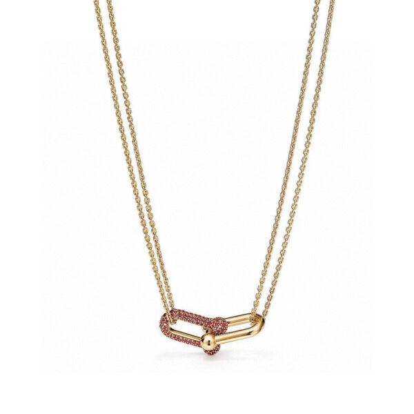 Toxse T - Jewelry Double Link Pendant Necklace With Red Diamond - Image 2