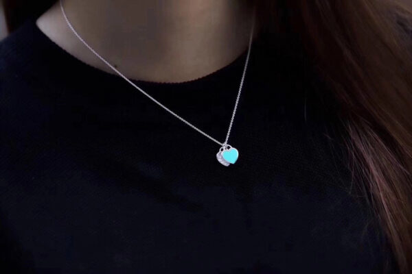 Toxse T - Jewelry Double Heart Pendant Silver Necklace - Image 8