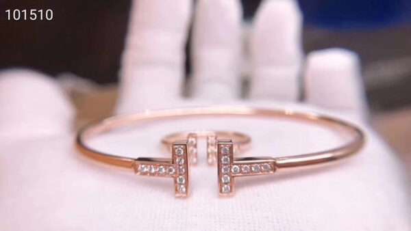 Toxse T - Jewelry Double T Diamond Rose Gold Bracelet - Image 3