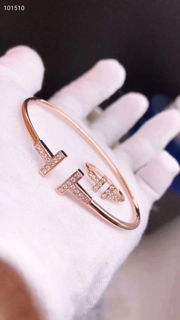 Toxse T - Jewelry Double T Diamond Rose Gold Bracelet - Image 4