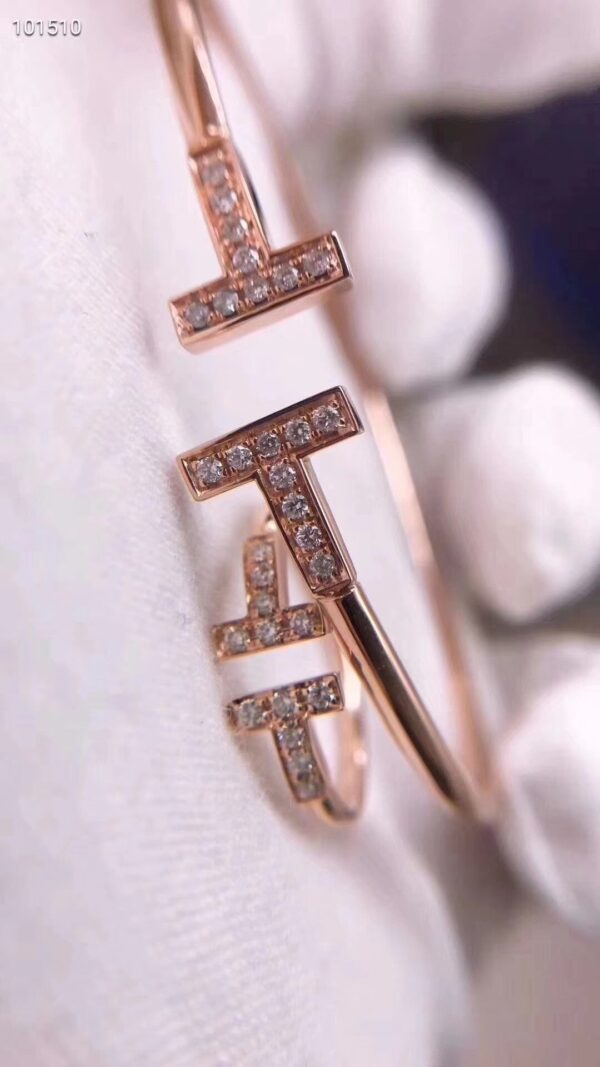 Toxse T - Jewelry Double T Diamond Rose Gold Bracelet - Image 6