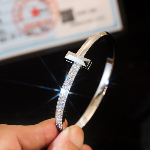 Toxse T - Jewelry T Half Diamond Silver Bracelet - Image 5