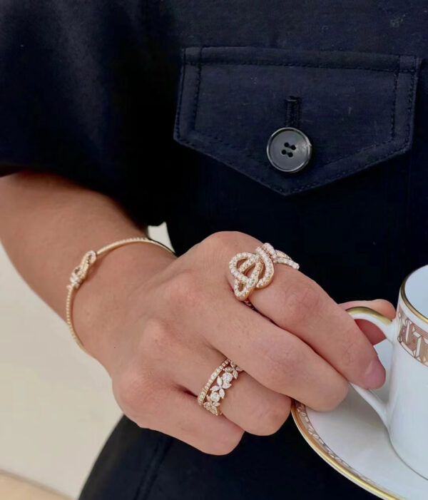 Toxse T - Jewelry Woven Full Diamond Rose Gold Ring - Image 6