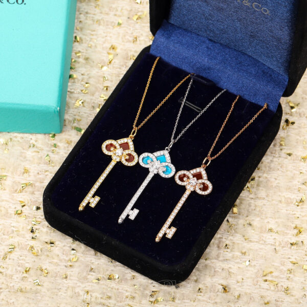 Toxse T - Jewelry Fleur De Lis Key Red Diamond Necklace - Image 2