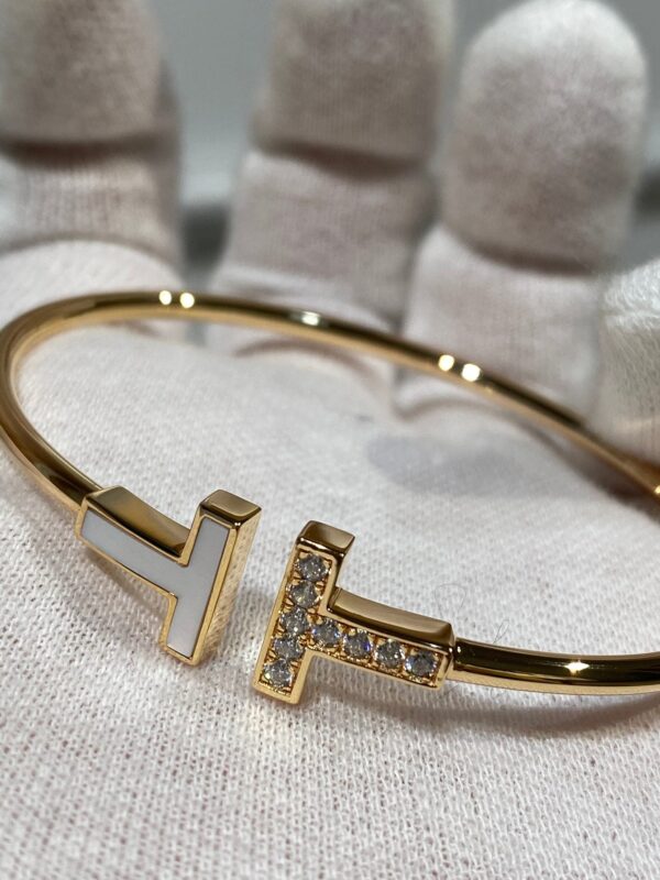 Toxse T - Jewelry Double T Diamond And White Gold Bracelet - Image 3