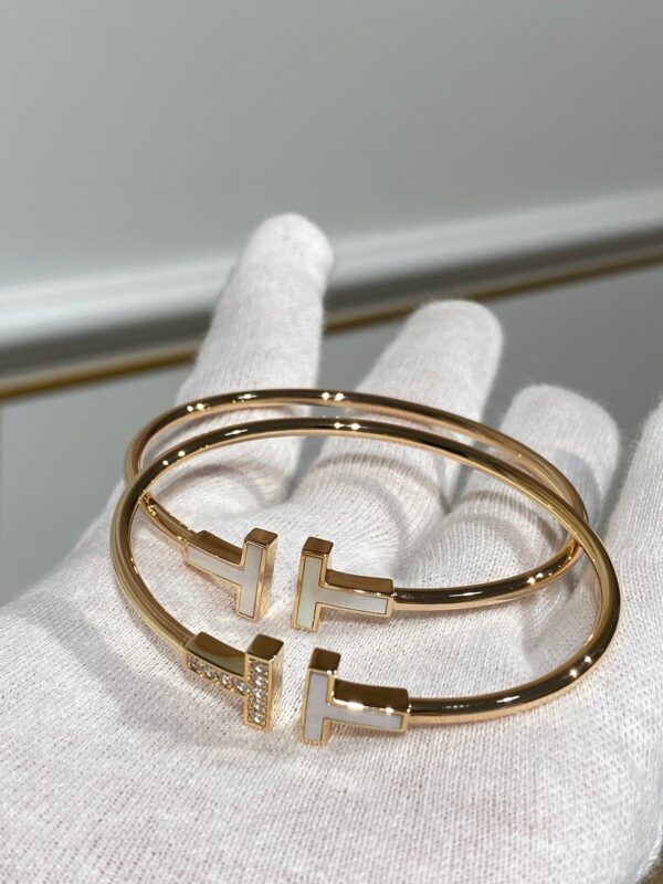 Toxse T - Jewelry Double T Diamond And White Rose Gold Bracelet - Image 8