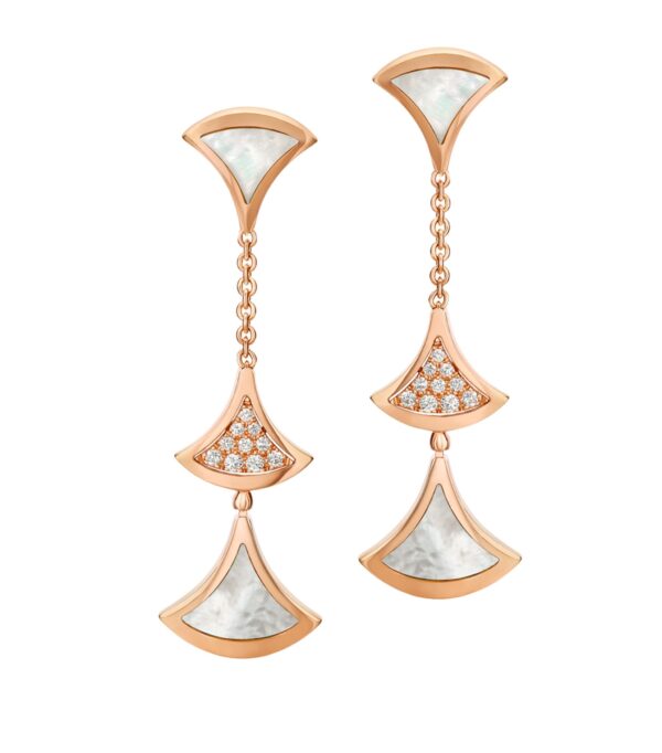 Toxse Dream Earrings 3 Motifs Diamond Mop Pink Gold