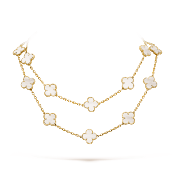 Toxse Clover 20 Motifs White Mop Gold Necklace
