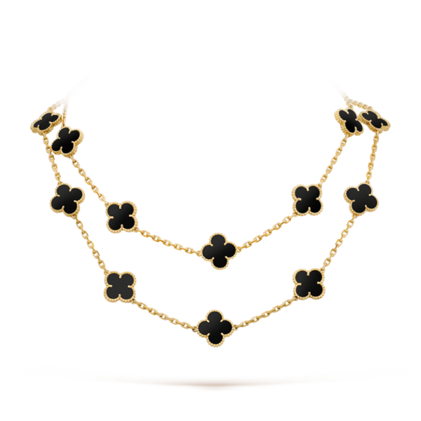 Toxse Clover 20 Motifs Onyx Gold Necklace