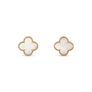 Toxse Clover Medium White Mop Pink Gold Earrings