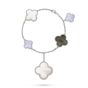 Toxse Clover 5 Motifs Silver White Mop Bracelet