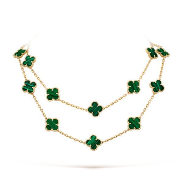Toxse Clover 20 Motifs Malachite Gold Necklace