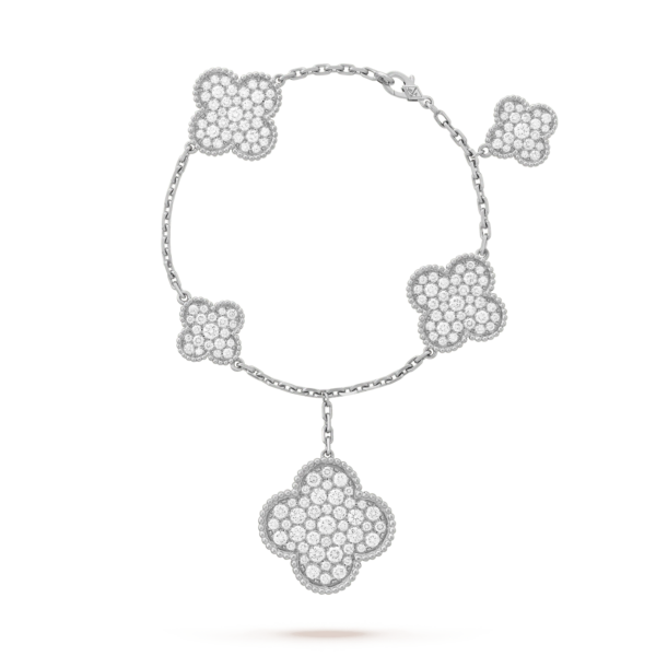 Toxse Clover 6 Motifs Silver Diamond Bracelet