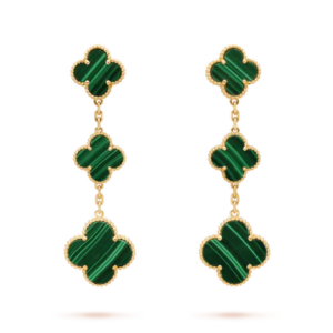 Toxse Clover Malachite 3 Motifs Gold Earrings