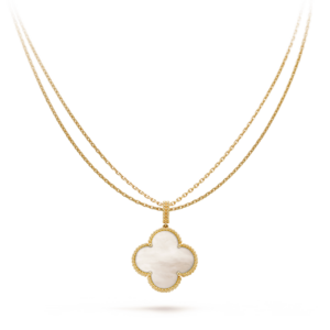 Toxse Clover Pink Mop Gold Necklace